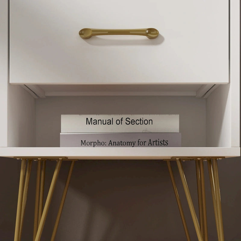 1-Drawer Nightstand with Open Shelf