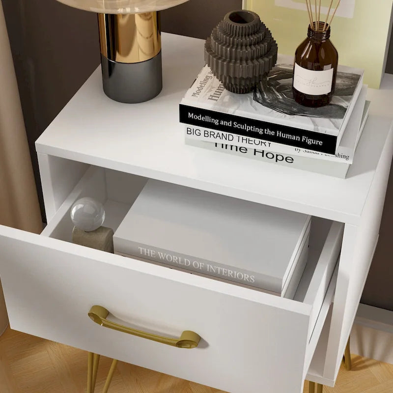 1-Drawer Nightstand with Open Shelf