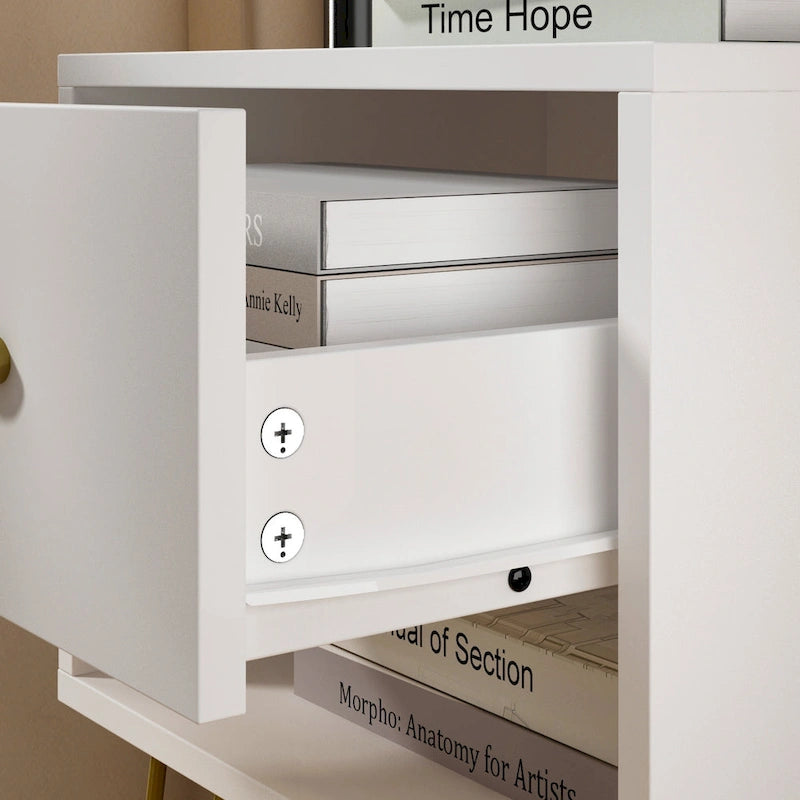 1-Drawer Nightstand with Open Shelf