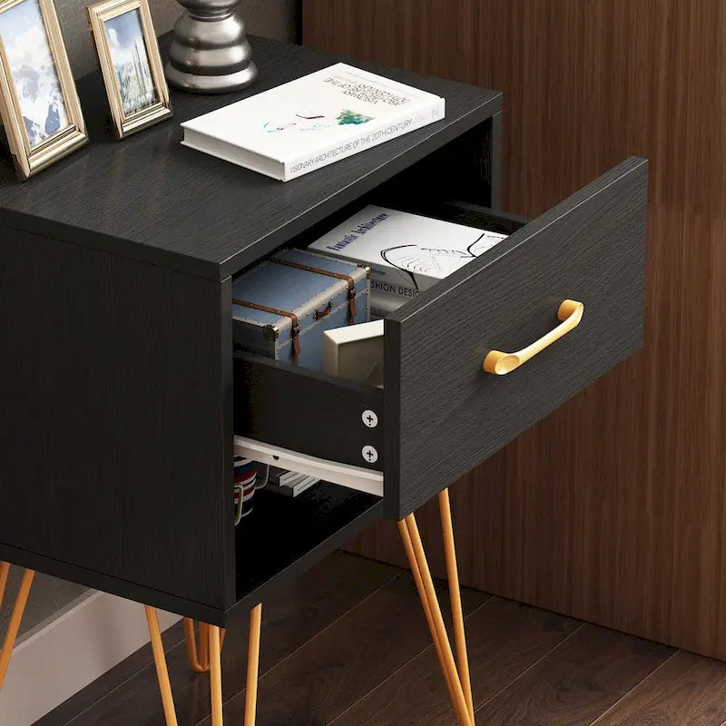 1-Drawer Nightstand with Open Shelf