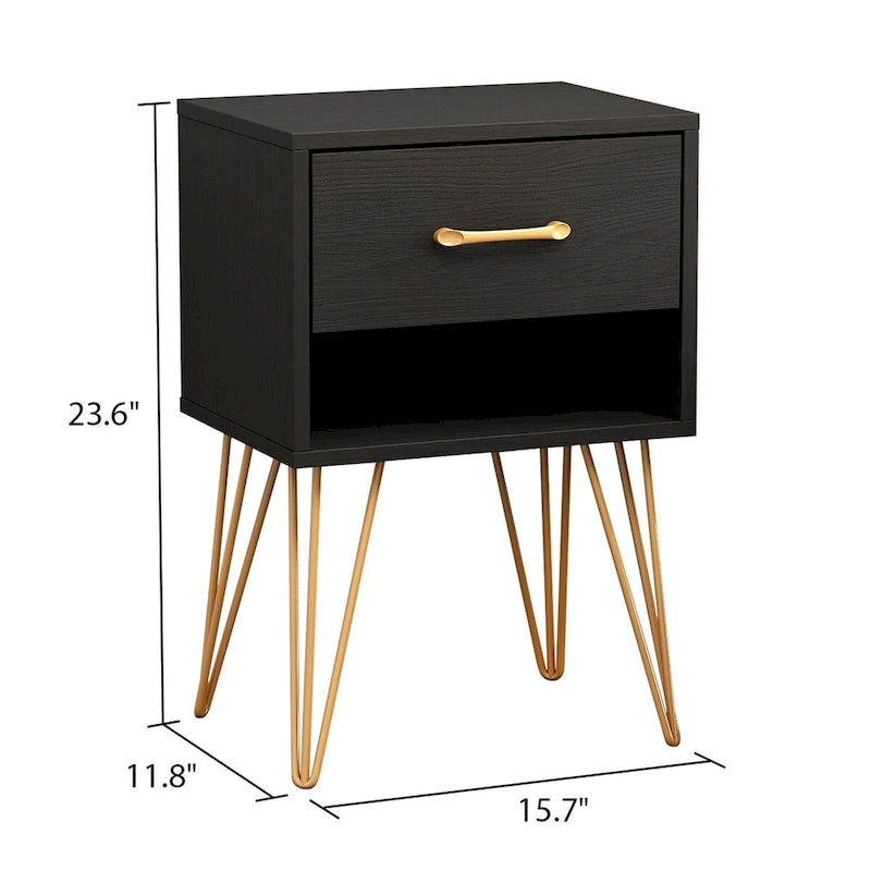 1-Drawer Nightstand with Open Shelf