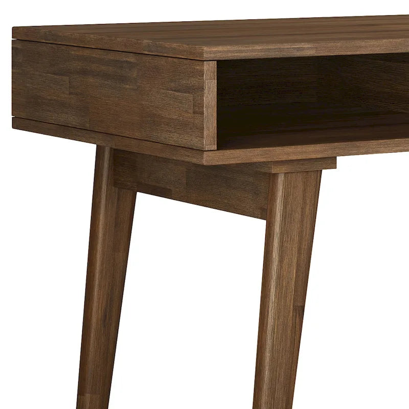 60-Inch Solid Acacia Wood Desk with Drawers in Rustic Brown
