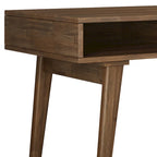 60-Inch Solid Acacia Wood Desk with Drawers in Rustic Brown