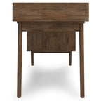 60-Inch Solid Acacia Wood Desk with Drawers in Rustic Brown