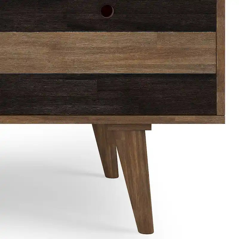 60-Inch Solid Acacia Wood Desk with Drawers in Rustic Brown