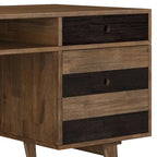 60-Inch Solid Acacia Wood Desk with Drawers in Rustic Brown