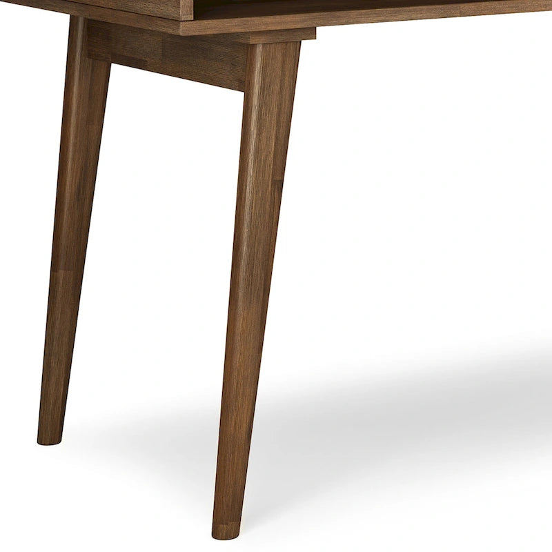 60-Inch Solid Acacia Wood Desk with Drawers in Rustic Brown