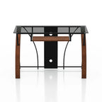 Modern Grey-Tint 47-Inch Glass Computer Desk with Keyboard Tray