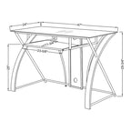 Modern Grey-Tint 47-Inch Glass Computer Desk with Keyboard Tray