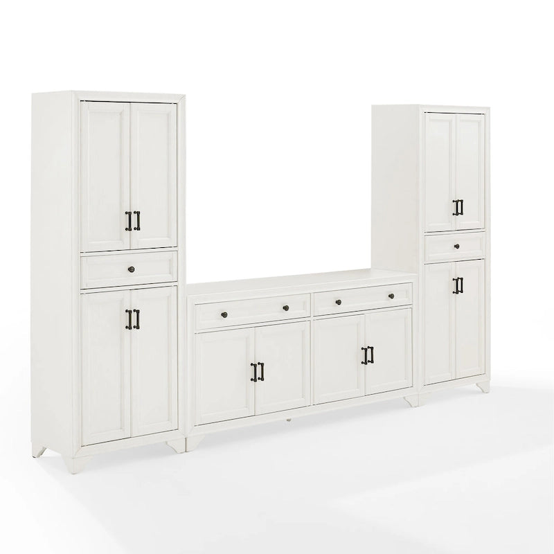 3-Piece Sideboard and Pantry Set - Distressed White
