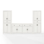 3-Piece Sideboard and Pantry Set - Distressed White