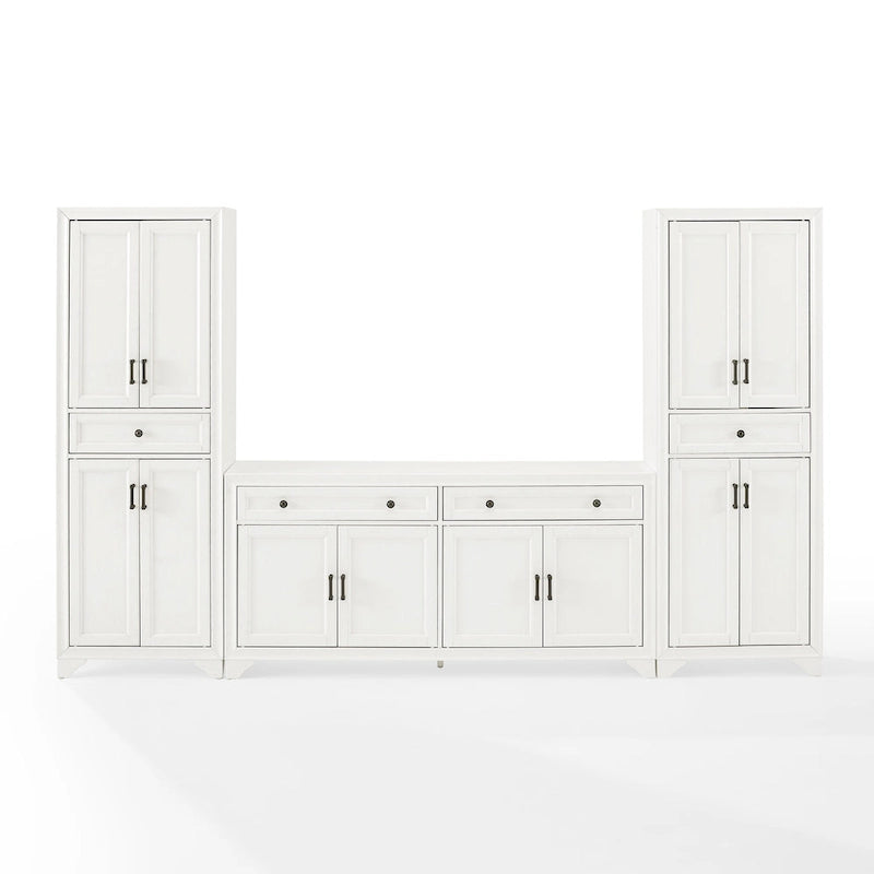 3-Piece Sideboard and Pantry Set - Distressed White