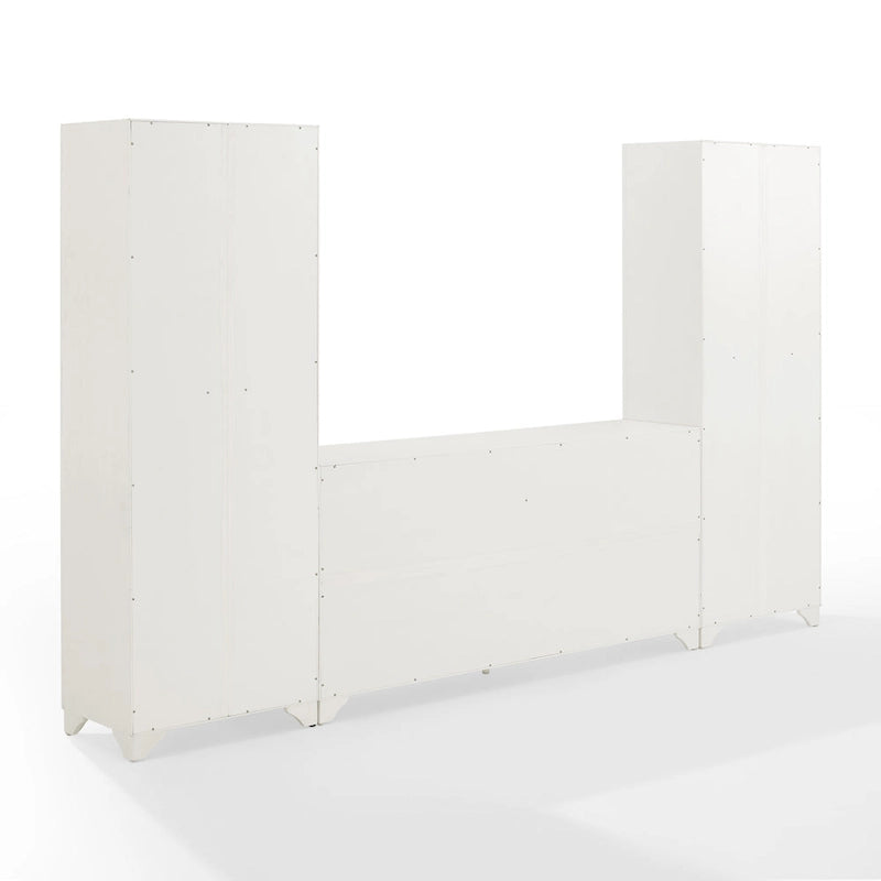3-Piece Sideboard and Pantry Set - Distressed White