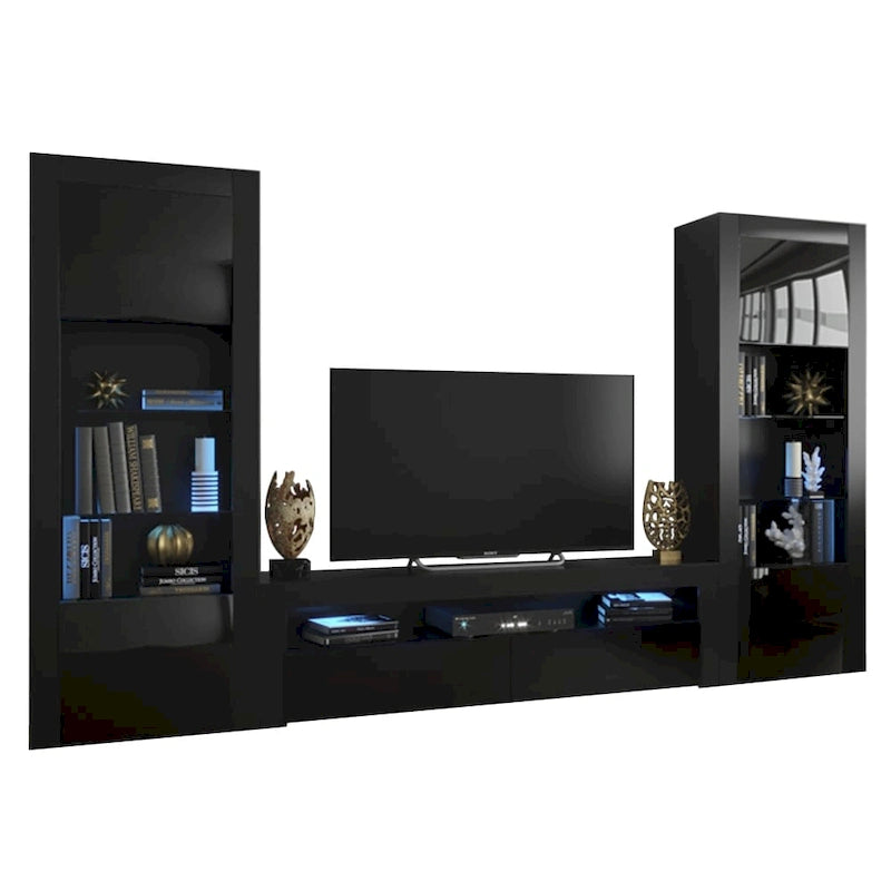 Modern Wall Unit Entertainment Center Set