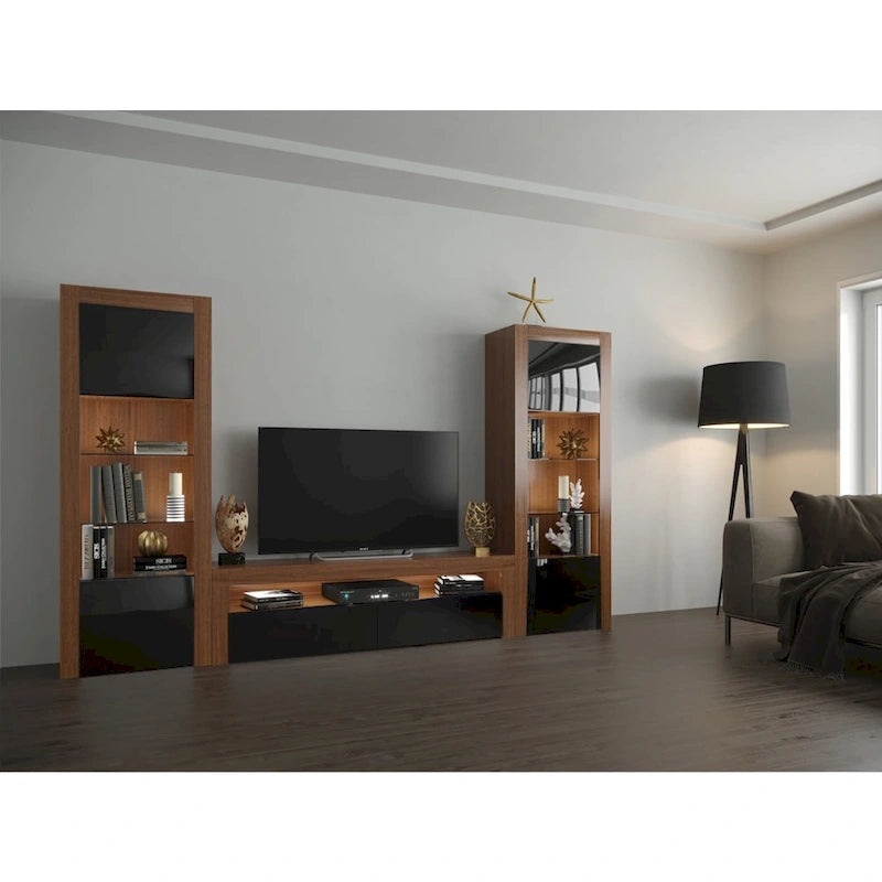 Modern Wall Unit Entertainment Center Set