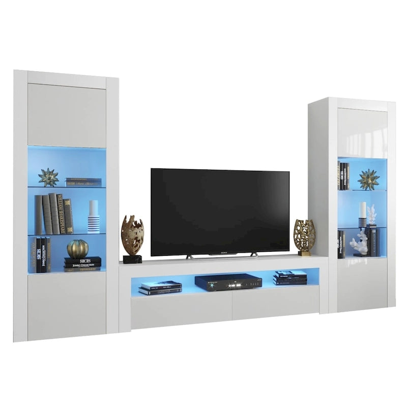 Modern Wall Unit Entertainment Center Set