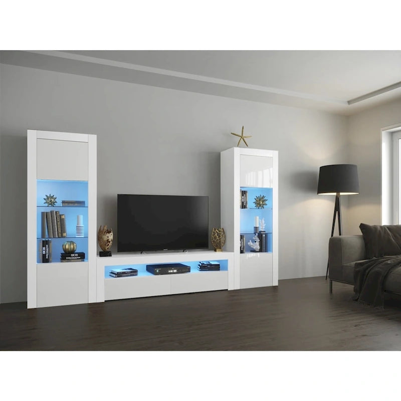 Modern Wall Unit Entertainment Center Set