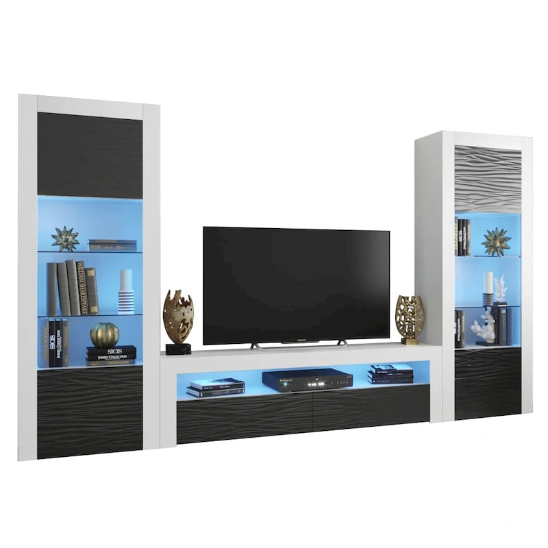 Modern Wall Unit Entertainment Center Set