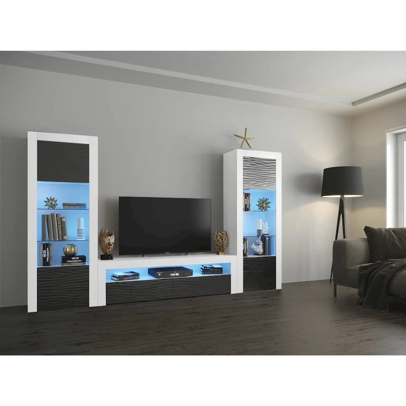 Modern Wall Unit Entertainment Center Set