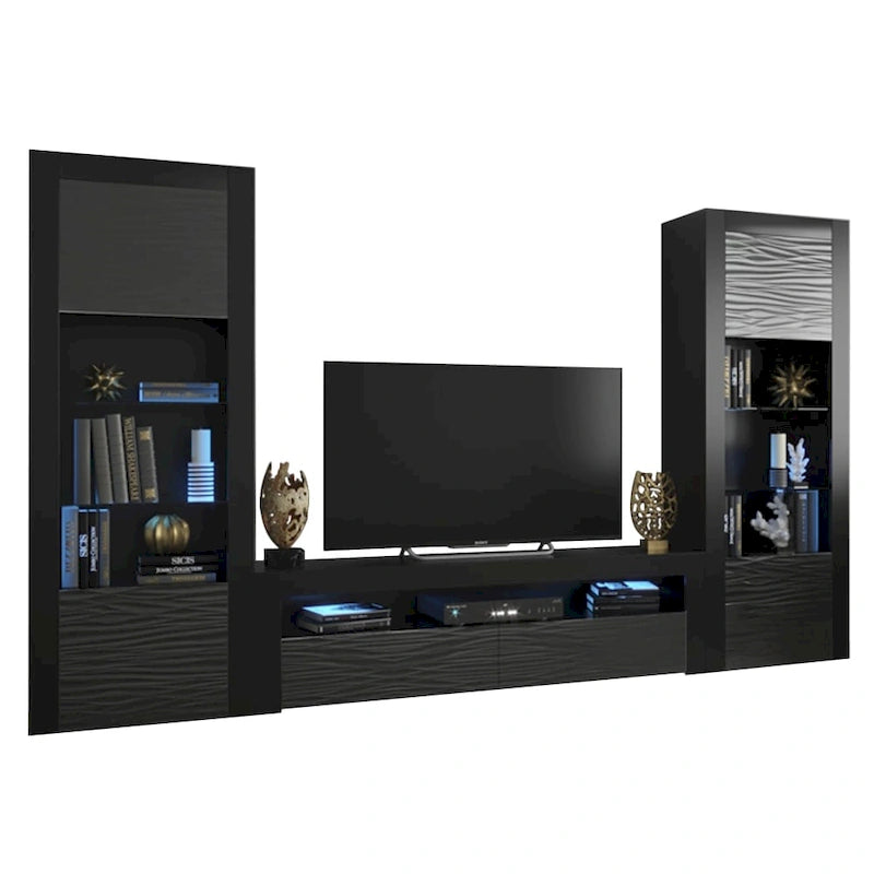 Modern Wall Unit Entertainment Center Set