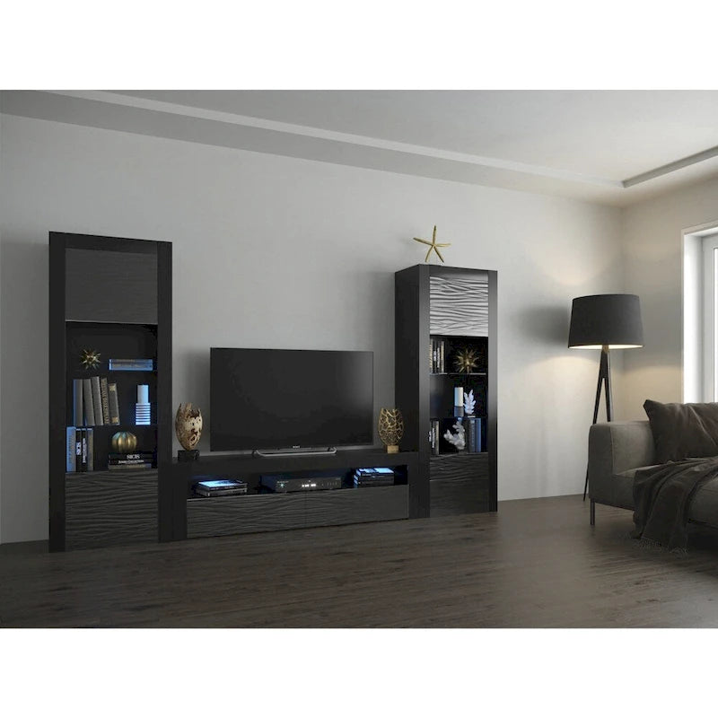 Modern Wall Unit Entertainment Center Set