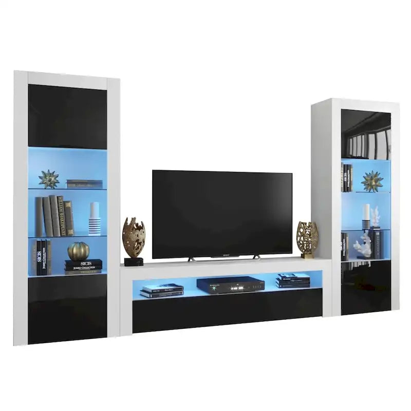 Modern Wall Unit Entertainment Center Set