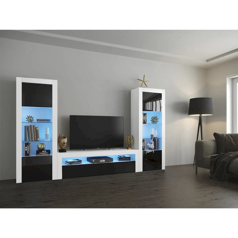 Modern Wall Unit Entertainment Center Set