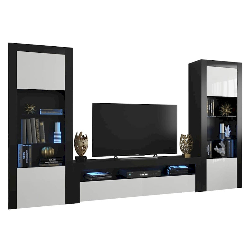 Modern Wall Unit Entertainment Center Set