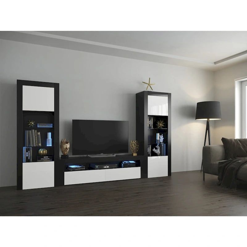 Modern Wall Unit Entertainment Center Set