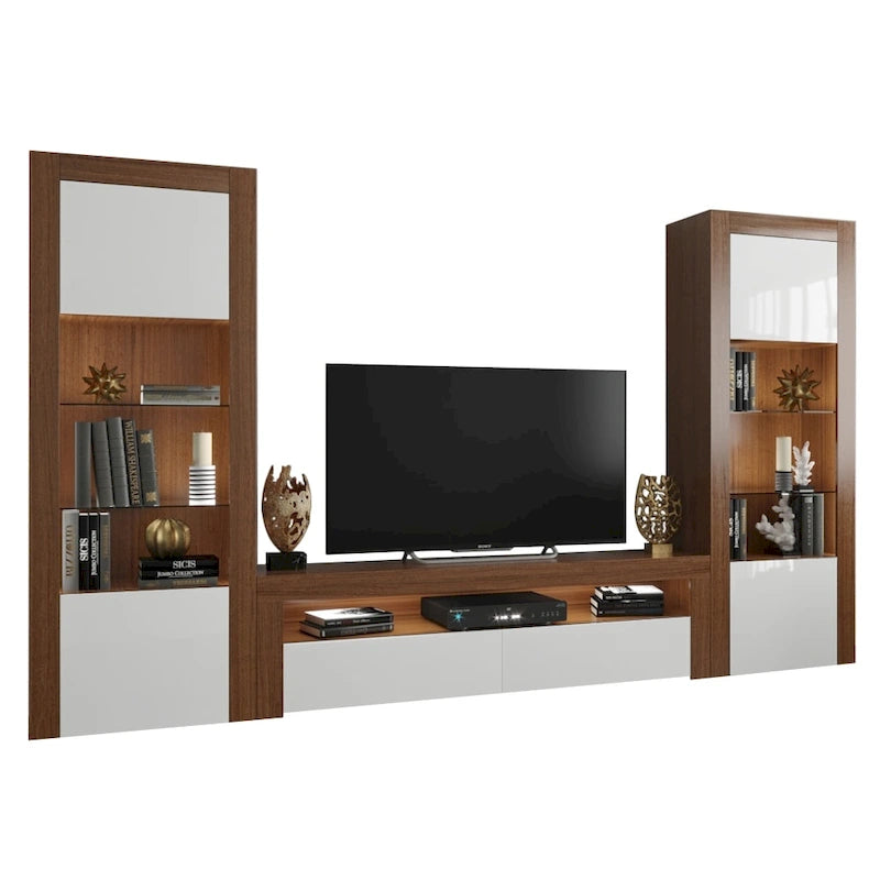 Modern Wall Unit Entertainment Center Set