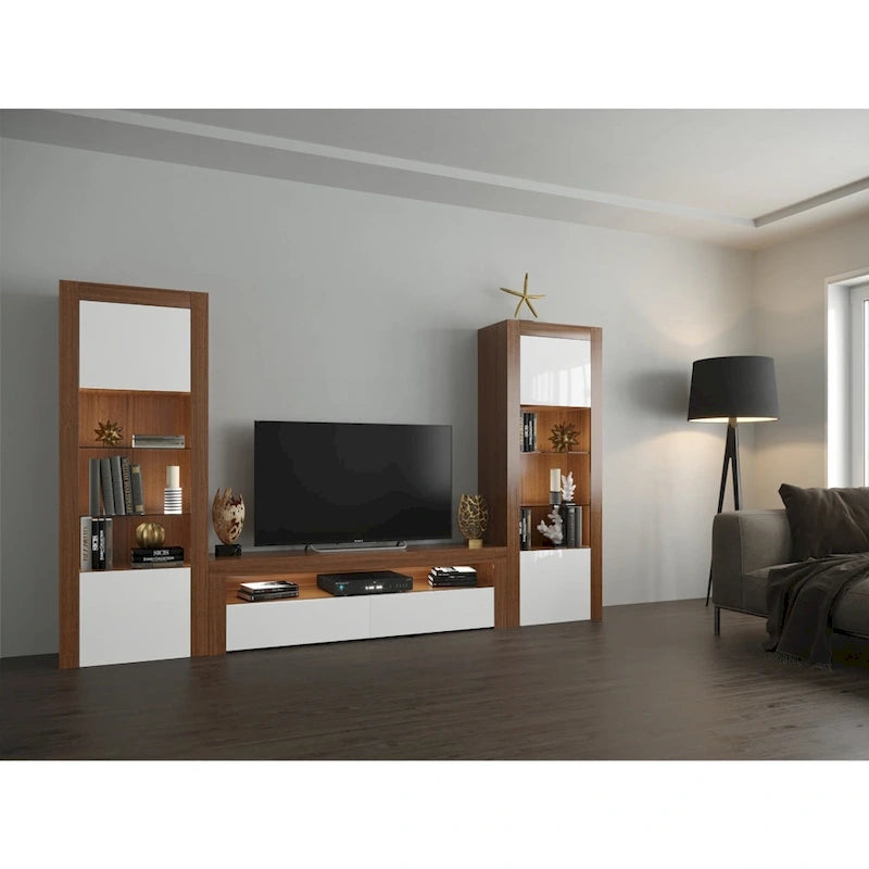 Modern Wall Unit Entertainment Center Set