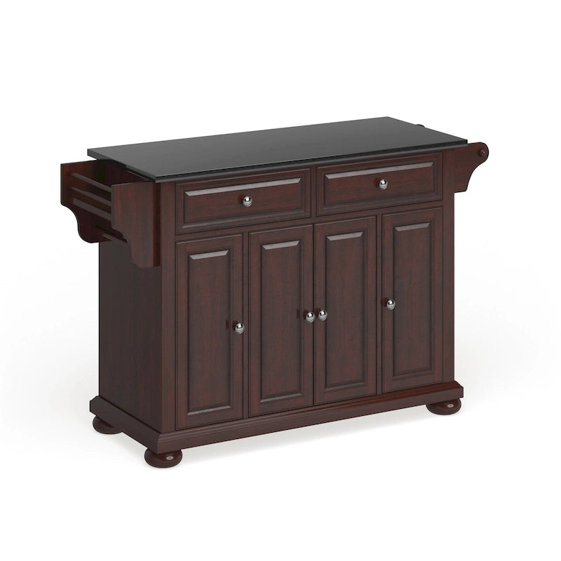 Granite Top Full Size Kitchen Island with Storage - 51.5 W x 18 D x 34 H
