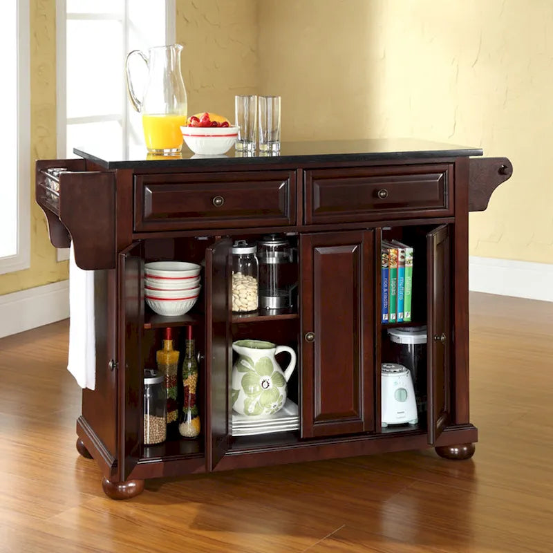 Granite Top Full Size Kitchen Island with Storage - 51.5 W x 18 D x 34 H