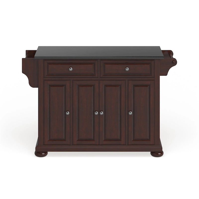 Granite Top Full Size Kitchen Island with Storage - 51.5 W x 18 D x 34 H