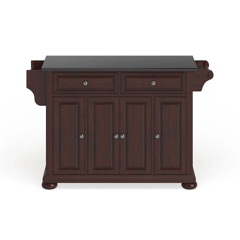 Granite Top Full Size Kitchen Island with Storage - 51.5 W x 18 D x 34 H