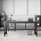 L-Shaped Lift Top Desk with Metal Frame
