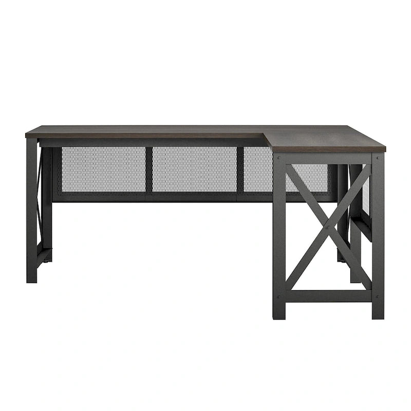 L-Shaped Lift Top Desk with Metal Frame