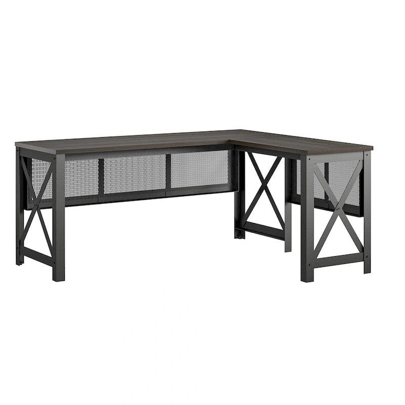 L-Shaped Lift Top Desk with Metal Frame