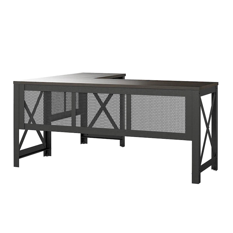 L-Shaped Lift Top Desk with Metal Frame