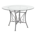 45" Round Glass Dining Table with Metal Frame
