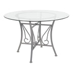 45" Round Glass Dining Table with Metal Frame