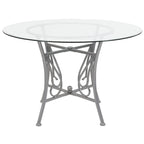 45" Round Glass Dining Table with Metal Frame