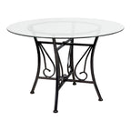 45" Round Glass Dining Table with Metal Frame