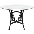 45" Round Glass Dining Table with Metal Frame