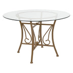 45" Round Glass Dining Table with Metal Frame