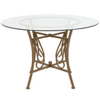 45" Round Glass Dining Table with Metal Frame