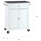 Kitchen Cart with Granite Top and Storage Cabinet