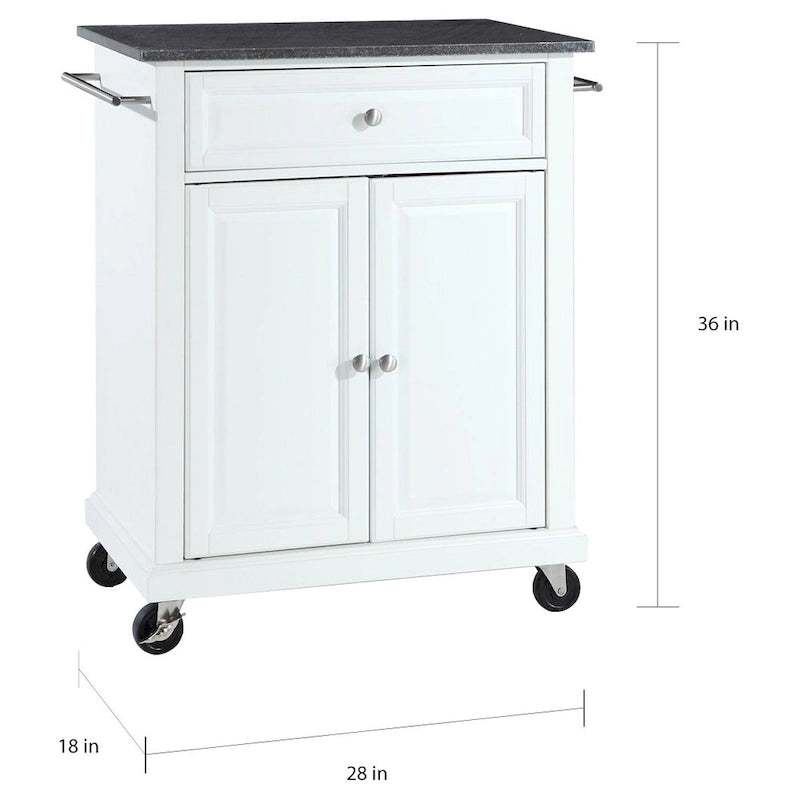 Kitchen Cart with Granite Top and Storage Cabinet