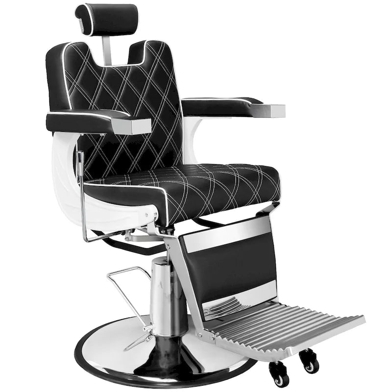 Heavy-Duty Reclining Barber Chair with Adjustable Headrest