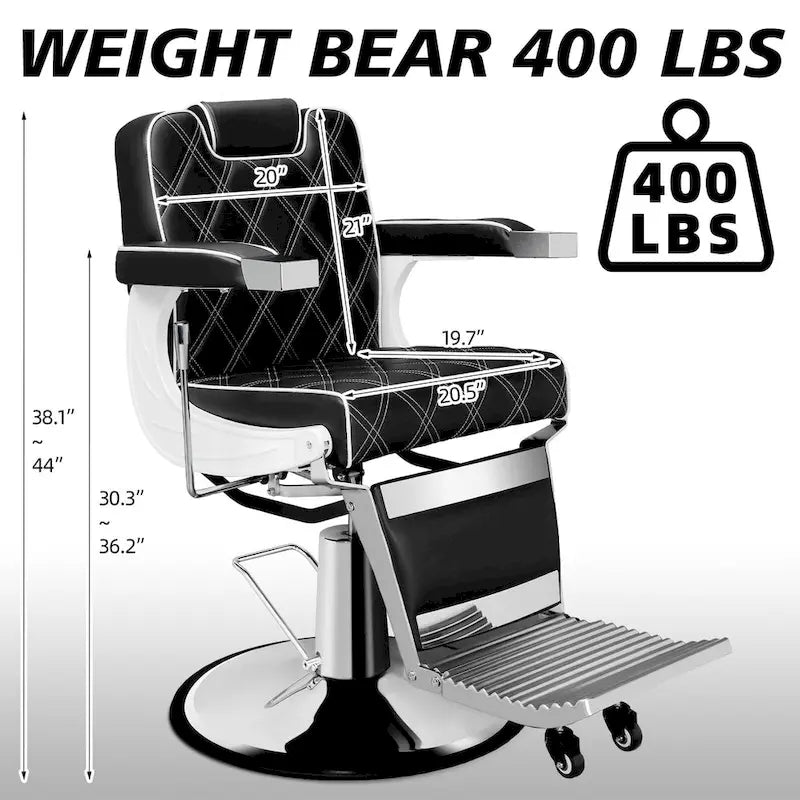Heavy-Duty Reclining Barber Chair with Adjustable Headrest